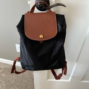 Longchamp Black and Brown Backpack